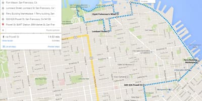 San Francisco pešie výlety mapu
