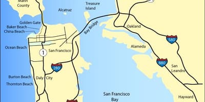 Mapu San Francisco pláže