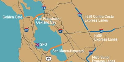 Spoplatnených ciest San Francisco mapu