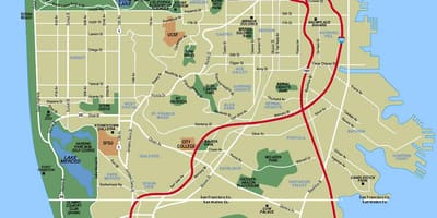 San Francisco miesta k návšteve mapu